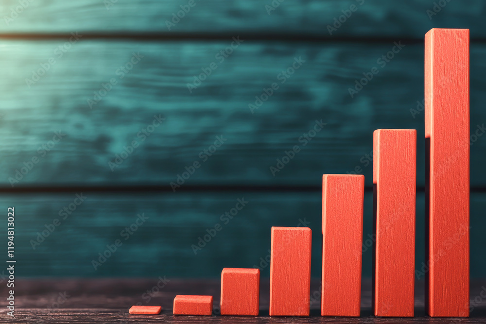 Poster a vibrant bar graph representing growth and progress in a professional setting.