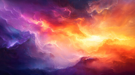 A vibrant display of colorful clouds swirling in the sky during a dramatic sunset.