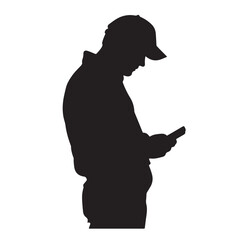 silhouette of a man using handphone - vector illustration