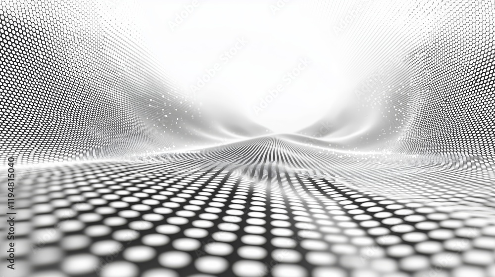 Poster abstract black and white wave pattern with dots and gradients
