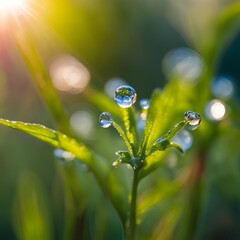 water drops on a green grass