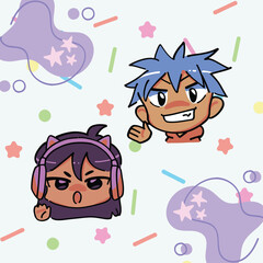 Fun Cartoon Characters with Colorful Background