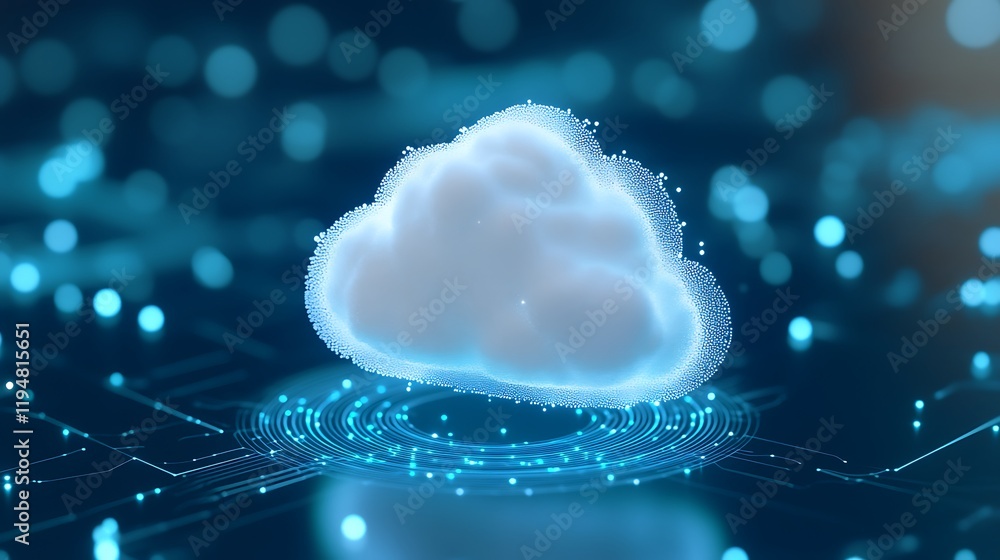 Poster digital cloud technology concept with data connection in modern futuristic style for technology them