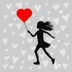girl with a red heart