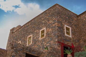 Fototapeta premium Architectural details of a pretty hotel located in an old building in the town of Tata in Morocco