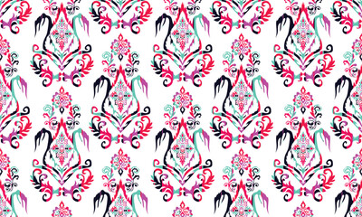 Geometric ethnic flower pattern for background,fabric,wrapping,clothing,wallpaper,Batik,carpet,embroidery style.