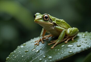 Naklejka premium frog on a leaf