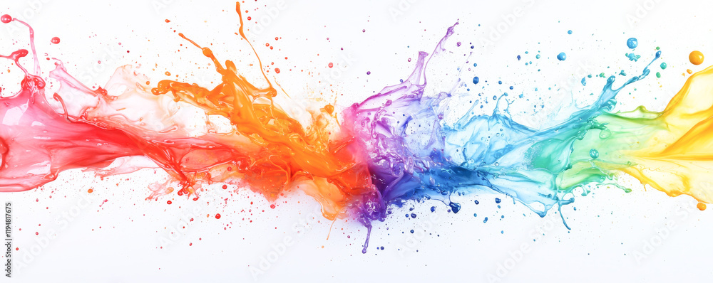Poster a vibrant splash of colorful paint creating a dynamic visual effect.