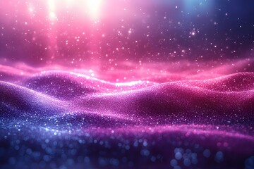 Sparkling Cosmic Waves in Pink and Purple for Futuristic Design and Abstract Art