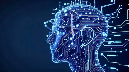 A futuristic digital silhouette of artificial intelligence technologie
