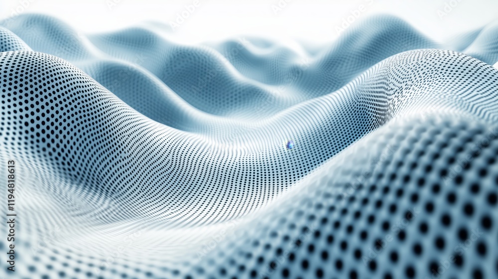 Poster abstract blue wave pattern with dots representing digital landscape