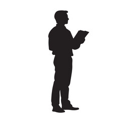 silhouette of a man with the book - vector illustration