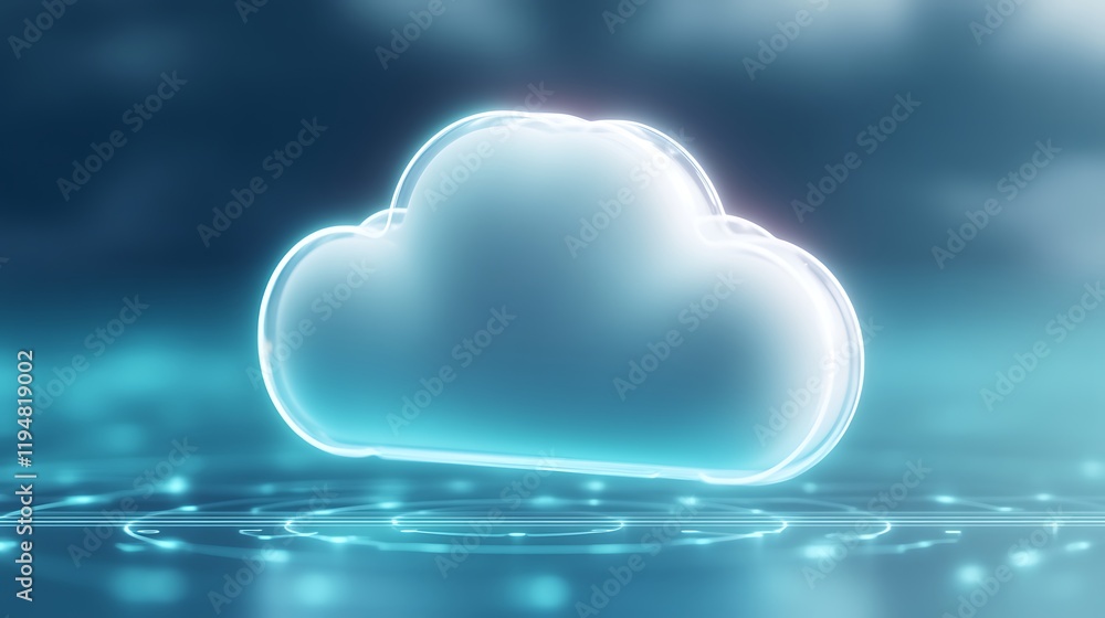 Poster ethereal digital cloud representing data storage and connectivity in modern technology environment