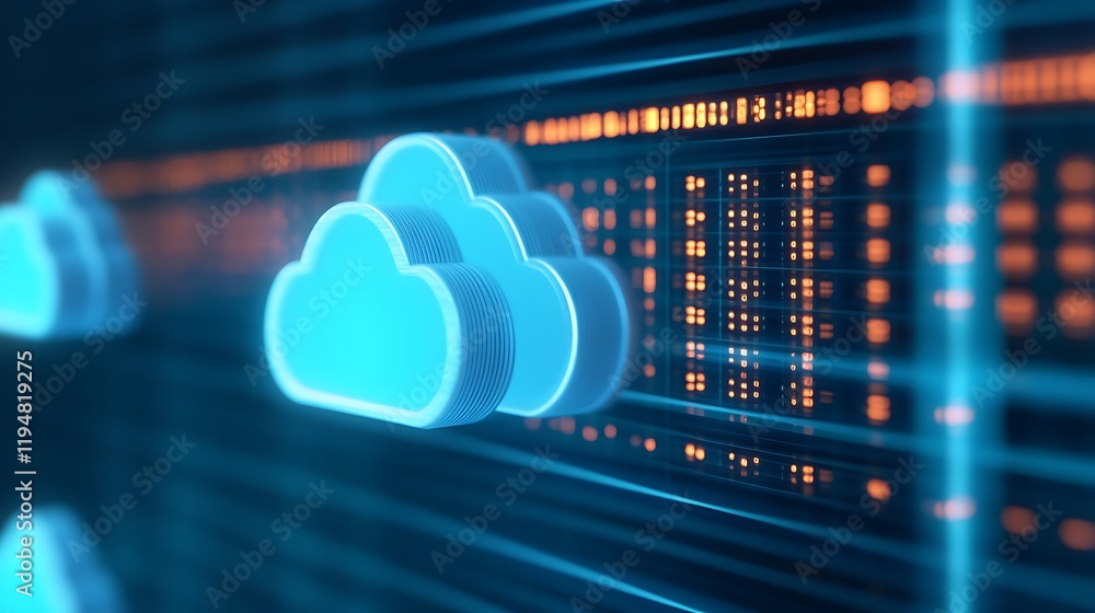 Aufkleber futuristic 3d visualization of cloud computing technology with data streams and digital connectivity