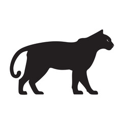 Side View Vector Illustration of a Black Panther Silhouette - Vector Illustration