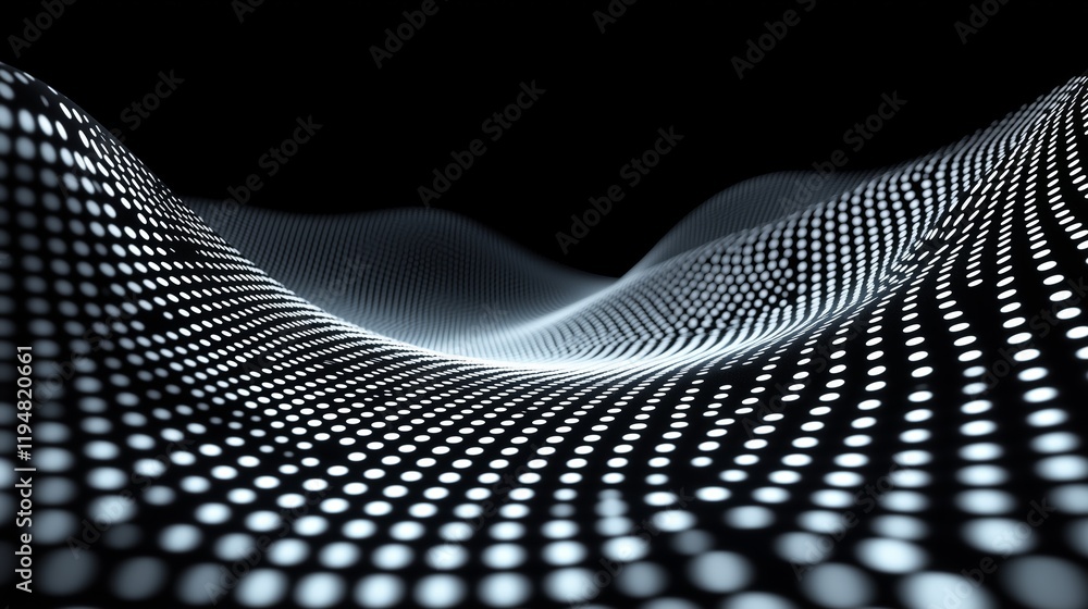 Aufkleber abstract digital wave pattern of dots on black background