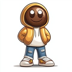 Obraz premium A Brown Hooded Character Wearing Casual Clothes