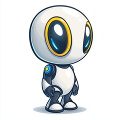 Fototapeta premium Adorable White Robot Character Design Illustration