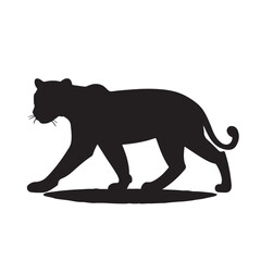 Black Panther Silhouette Stalking Prey - Vector Illustration