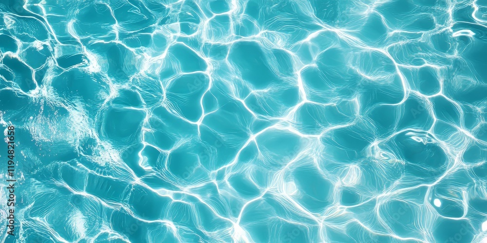 Poster turquoise swimming pool water with abstract ripple patterns and blue wave reflections creating a ser