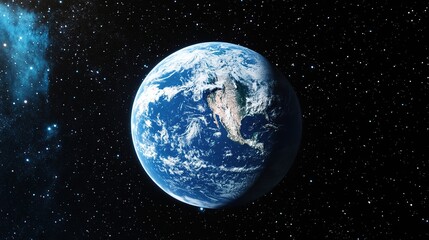 Obraz premium Earth from space, showing North America, clouds, and stars.