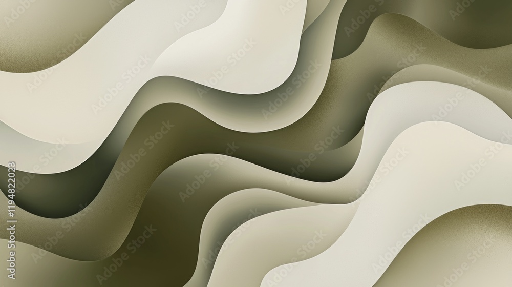 Poster soft curves intertwine in muted olive tones, creating a serene composition that invites contemplatio