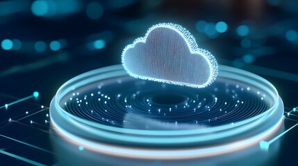 Futuristic Cloud Computing Concept with Digital Elements and Abstract Background for Technology Themes