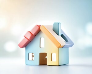 Colorful puzzle pieces forming a home concept creative environment visual vibrant atmosphere playful viewpoint