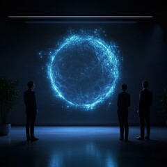 Fototapeta premium Futuristic holographic loan office showcasing ai agents and digital finance solutions modern business environment engaging viewpoint