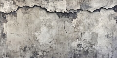 Obraz premium Textured aged concrete wall with a cracked gray surface and a weathered appearance showcasing subtle dark shadows and light tones
