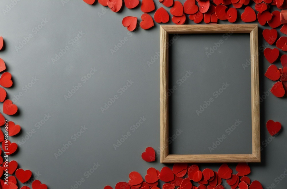 Wall mural frame with hearts