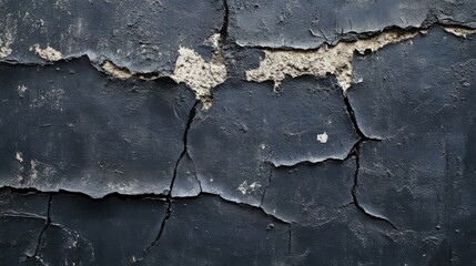 Obraz premium Cracked dark painted wall with visible underlayer and aged texture