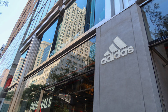 adidas Originals Shop display in Manhattan, New York, NY, USA. August 24, 2024