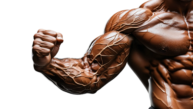 Muscular male arm isolated on transparent background