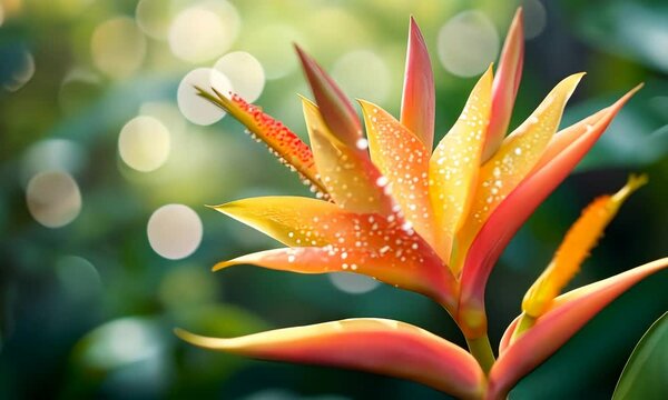 Vibrant Tropical Flower: Close-Up Beauty and Bokeh Background - 4K Nature Footage