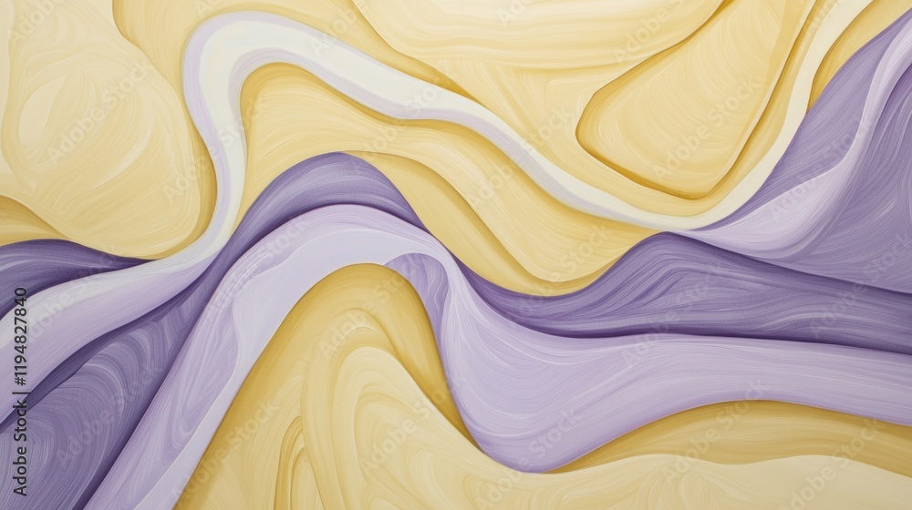 Aufkleber soft, flowing lines in muted butter and lavender tones create a harmonious blend of colors