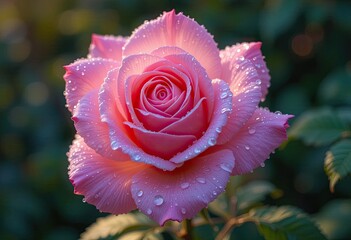 pink rose with drops