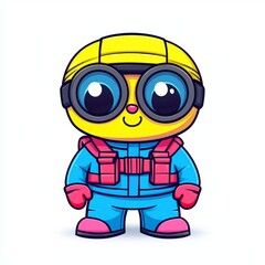 A Cute Cartoon Climber Wearing a Yellow Helmet