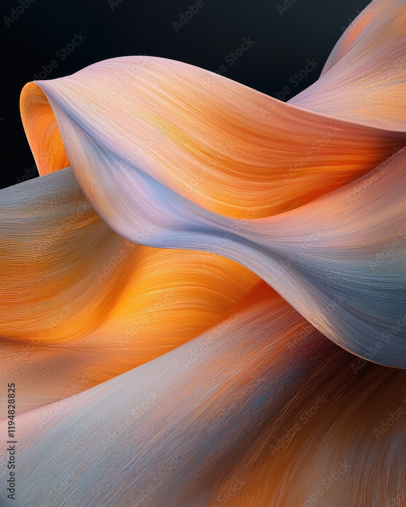 Poster dynamic waves of colorful light abstract art digital creation modern aesthetic close-up view soft gl
