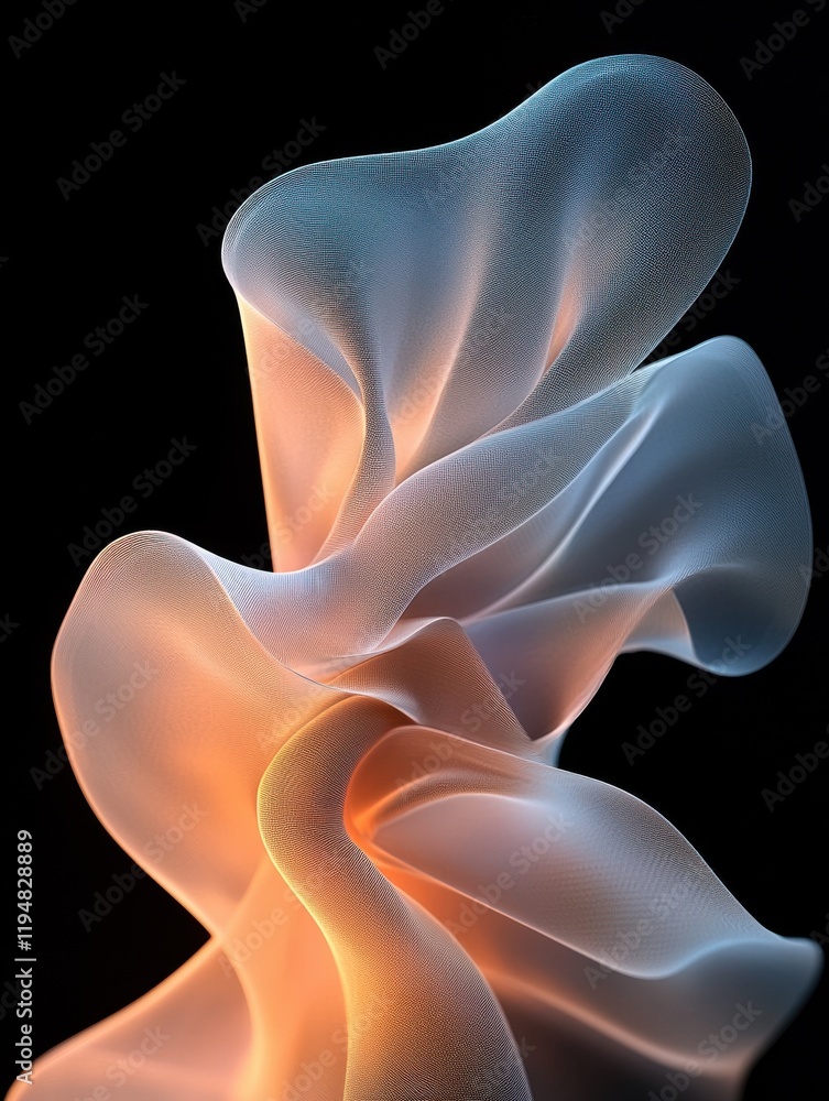 Poster dynamic abstract vortex sculpture digital art studio 3d design creative environment close-up view in