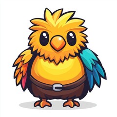 Naklejka premium Adorable Cartoon Bird Wearing Brown Pants