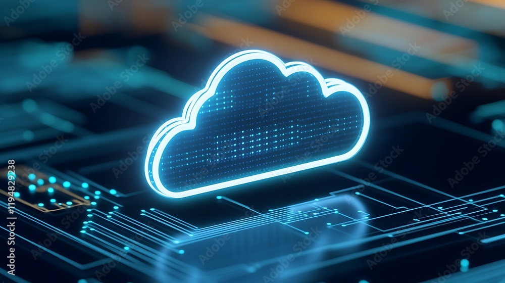 Aufkleber futuristic cloud icon with digital circuitry background representing cloud computing concept and tec