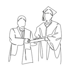 One continuous single drawing line art flat doodle diploma, achievement, education, graduation, horizontal, university, young adult. Isolated image hand draw contour on a white background, hand drawn,