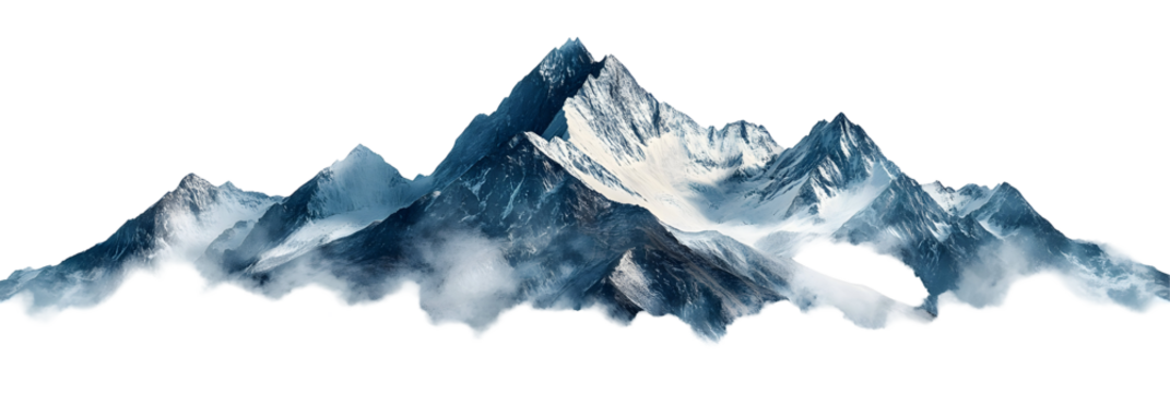 Majestic Mountains Isolated on White Background, Perfect for Design Projects