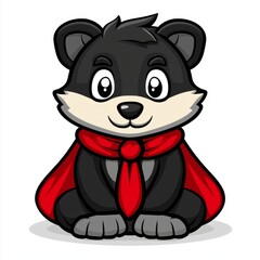 Obraz premium Adorable Black Bear Cub Wearing a Red Cape