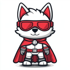 Adorable White Canine Superhero in Red Cape