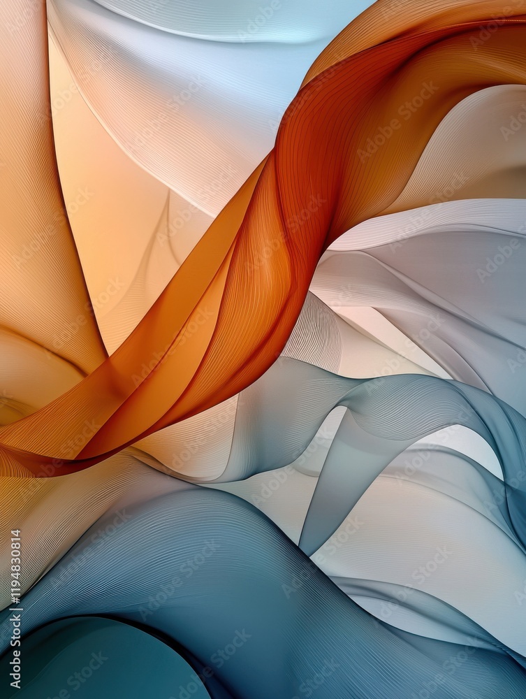 Aufkleber dynamic abstract art of overlapping translucent waves digital visual design contemporary aesthetic p