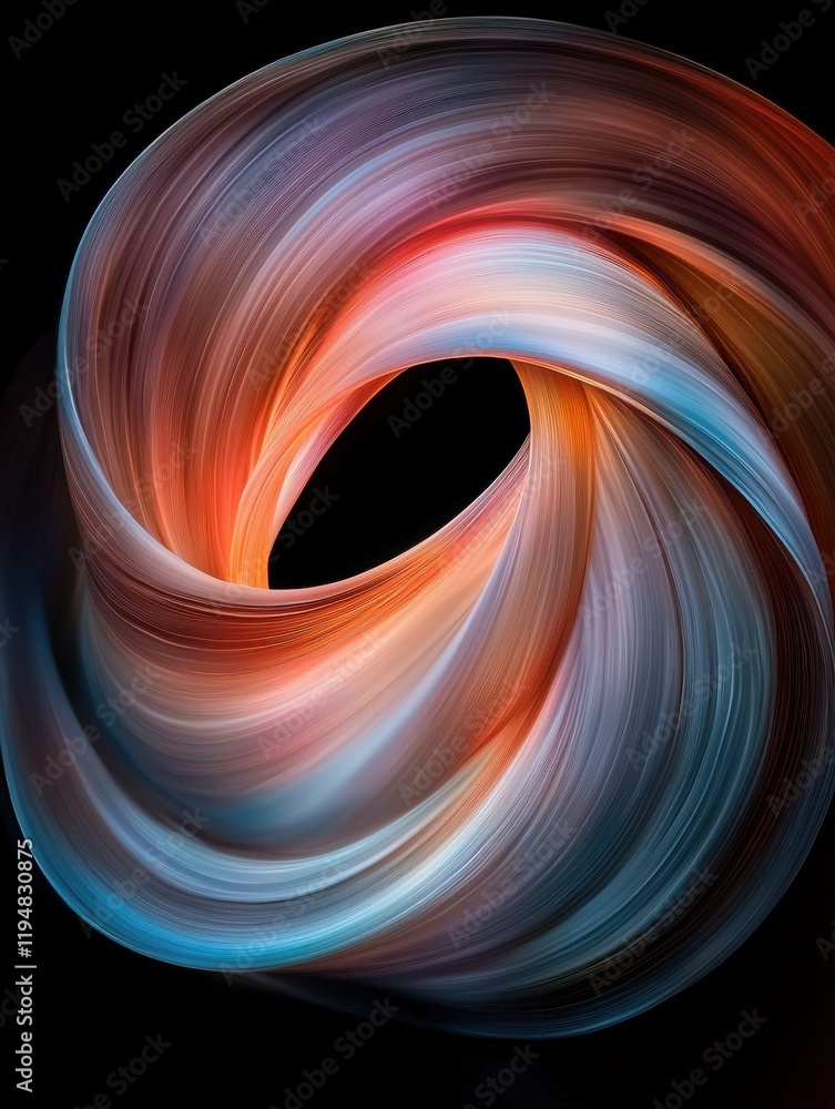 Poster dynamic abstract glowing vortexes twisting into infinity digital art dark background modern design c