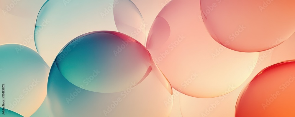 Aufkleber a minimalist abstract design featuring overlapping translucent circles in soft gradients, 4k photo.
