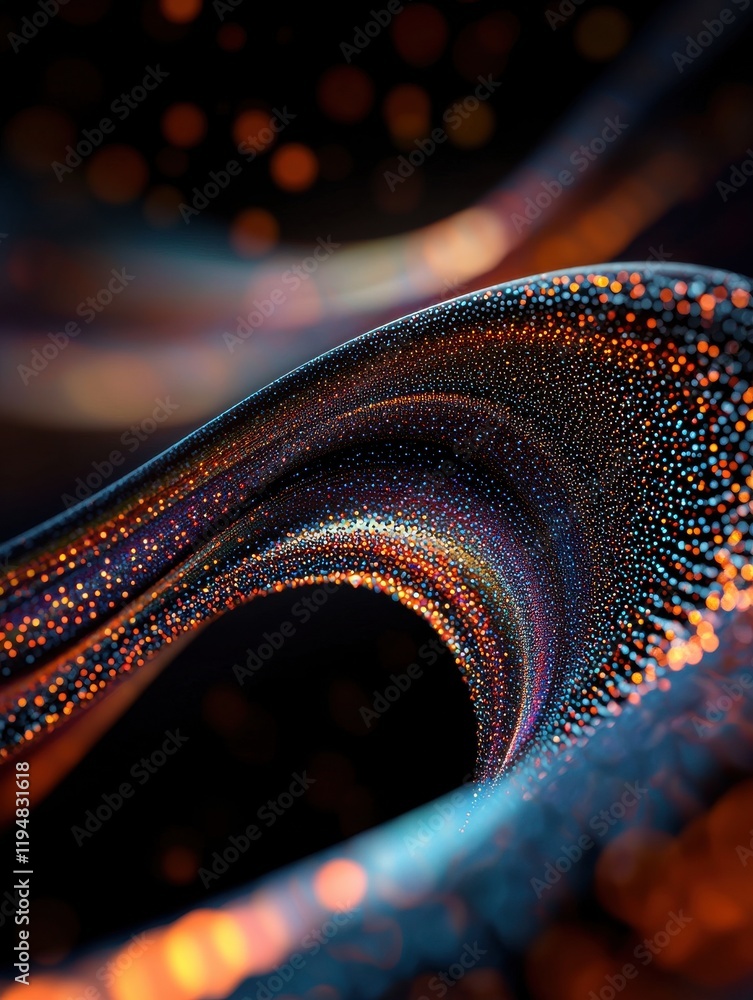 Aufkleber dynamic swirl of glowing particles abstract environment digital art energetic vortex close-up view v